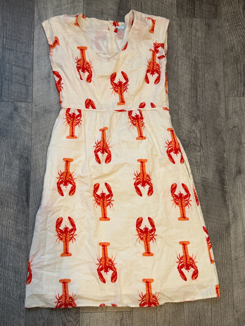 DownEast White Dress with Red Lobster Print